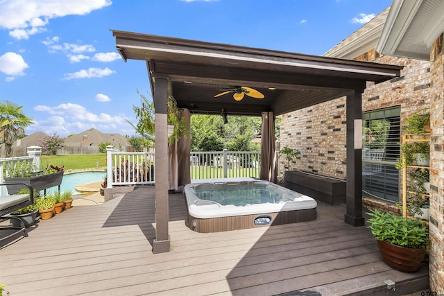 11187 Hunters Trl, Flint, TX 75762 - wooden deck featuring ceiling fan and a yard