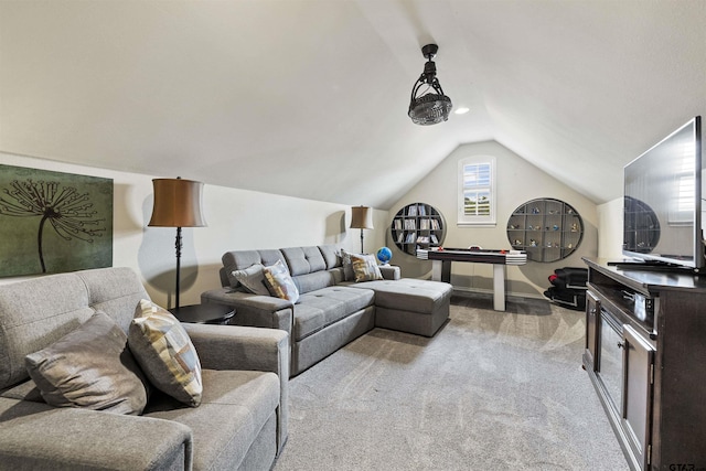 11187 Hunters Trl, Flint, TX 75762 - living area featuring lofted ceiling and light carpet