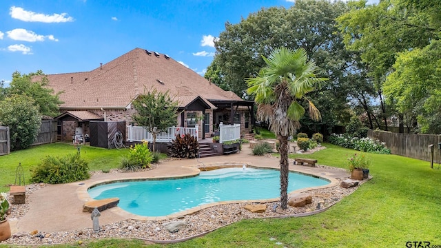 11187 Hunters Trl, Flint, TX 75762 - view of pool with a wooden deck and a fenced backyard
