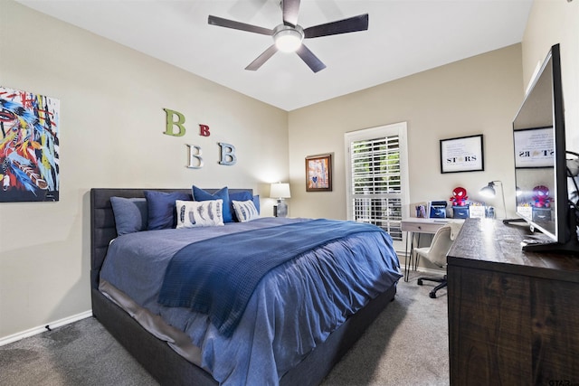 11187 Hunters Trl, Flint, TX 75762 - bedroom with carpet, an office area, and ceiling fan