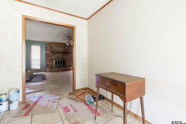 310 Windridge Rd, Palestine, TX 75801 - hallway with ornamental molding and tile patterned floors