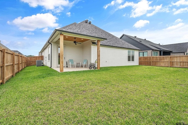 137 Sides Blvd, Bullard, TX 75757 - rear view of house featuring ceiling fan, a shingled roof, a patio area, and brick siding