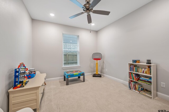 137 Sides Blvd, Bullard, TX 75757 - rec room with ceiling fan, carpet, baseboards, and recessed lighting