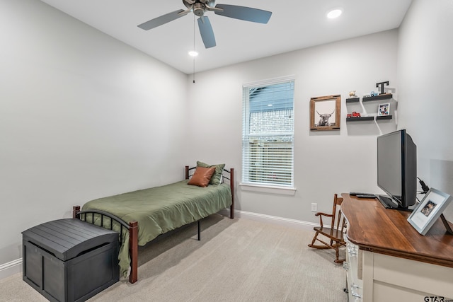 137 Sides Blvd, Bullard, TX 75757 - bedroom featuring light carpet, baseboards, recessed lighting, a desk, and a ceiling fan