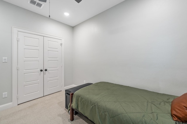 137 Sides Blvd, Bullard, TX 75757 - bedroom with light colored carpet, baseboards, a closet, ceiling fan, and recessed lighting
