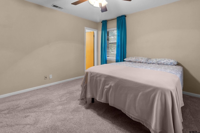 bedroom with carpet and ceiling fan