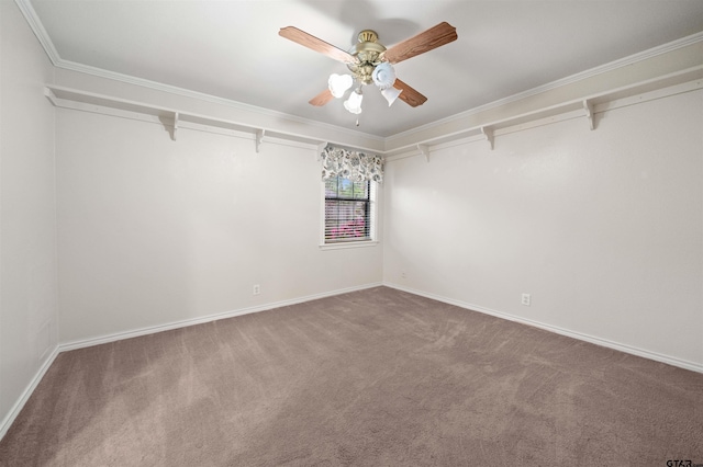 walk in closet featuring carpet and a ceiling fan