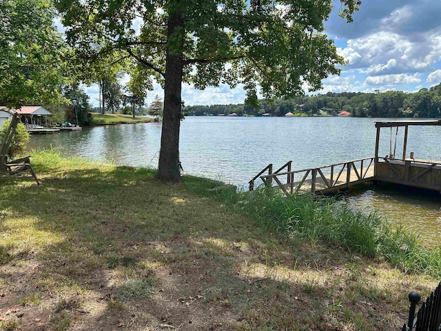 dock area with a water view