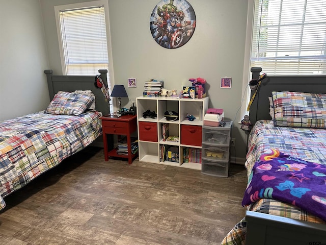 bedroom featuring dark hardwood / wood-style floors
