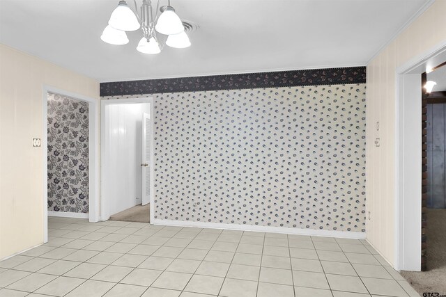 507 Tullie Dr, Longview, TX 75601 - unfurnished dining area featuring a chandelier, wallpapered walls, and ornamental molding