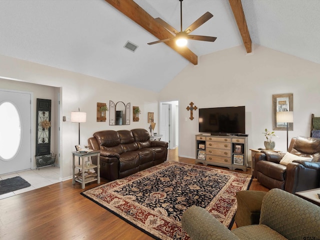184 Shiprock Path, Holly Lake Ranch, TX 75765 - living room with ceiling fan and wood finished floors