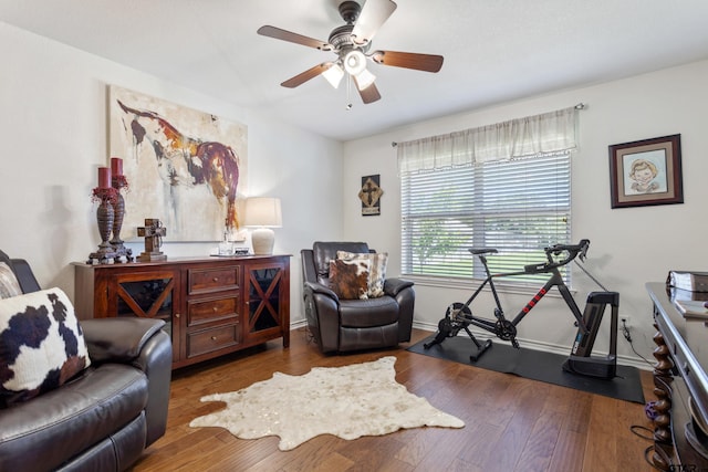 16050 Stonebriar Ct, Lindale, TX 75771 - office space featuring wood finished floors and a ceiling fan