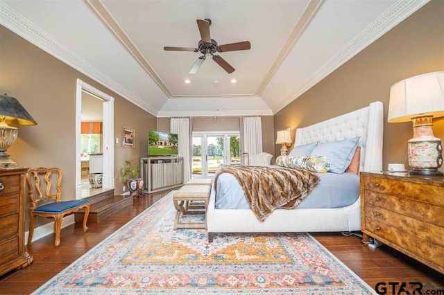 273 Fm 2276, Kilgore, TX 75662 - bedroom featuring recessed lighting, ornamental molding, dark wood-style flooring, and access to exterior
