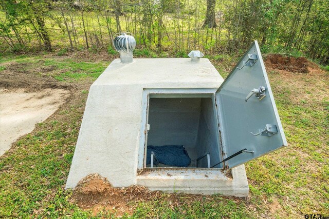 view of storm shelter