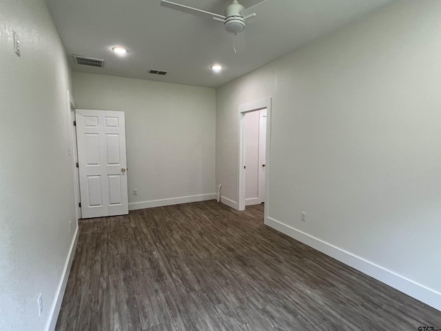 180 Lovers Ln, Alto, TX 75925 - unfurnished room featuring ceiling fan, dark wood-type flooring, and recessed lighting
