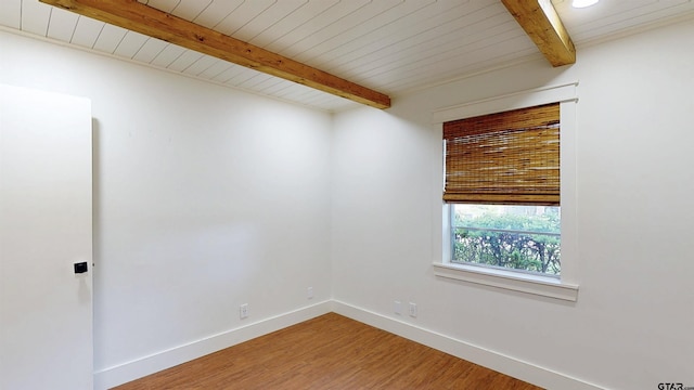 2505 Merry Ln, Tyler, TX 75701 - spare room with light wood-style floors, a wooden ceiling with exposed beams, and recessed lighting