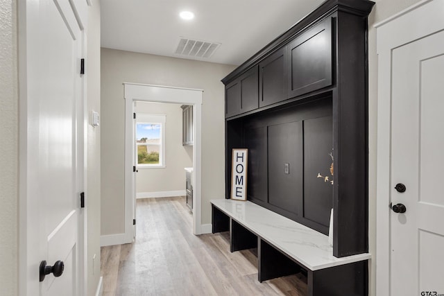 mudroom featuring light hardwood / wood-style floors