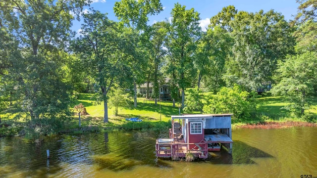 dock area featuring a water view