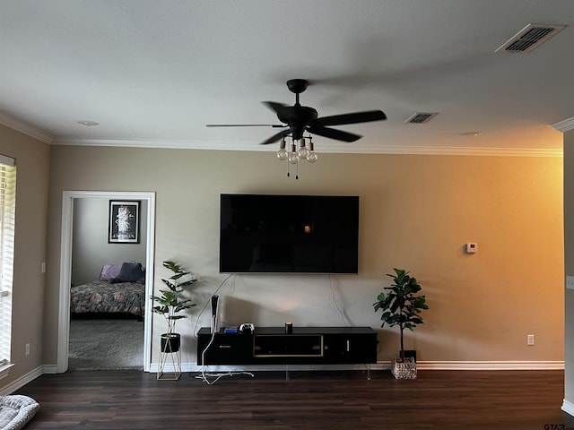 112 Letha Ct, Tyler, TX 75702 - living room with wood finished floors, ceiling fan, and crown molding