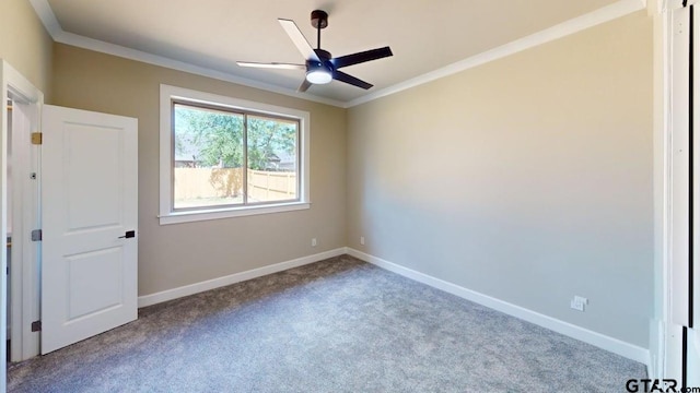 19346 Aida Dr, Flint, TX 75762 - carpeted spare room featuring ornamental molding and a ceiling fan