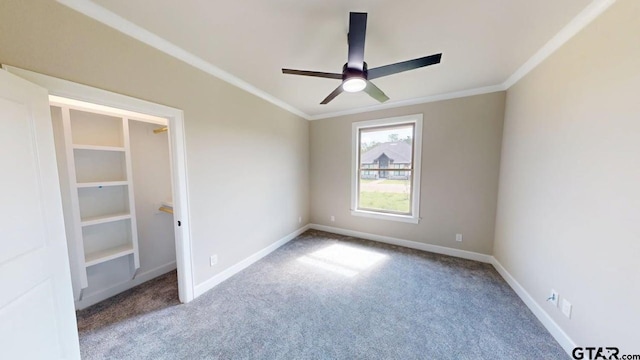 19346 Aida Dr, Flint, TX 75762 - spare room with carpet, crown molding, a ceiling fan, and lofted ceiling
