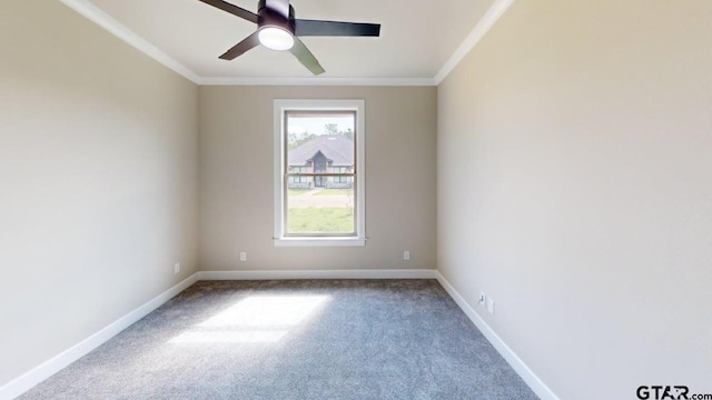 19346 Aida Dr, Flint, TX 75762 - carpeted spare room featuring ornamental molding and ceiling fan