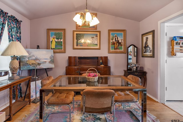 15541 Precidio Cir, Malakoff, TX 75148 - dining space featuring lofted ceiling, a chandelier, and wood finished floors