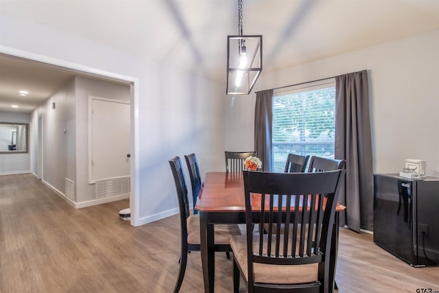 dining area with light wood-type flooring