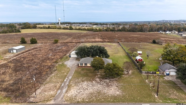 aerial view featuring a rural view