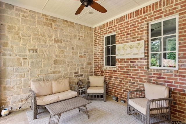 view of patio with ceiling fan