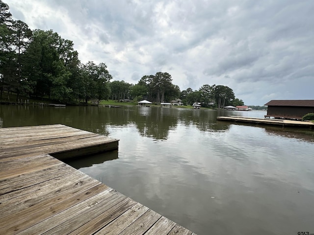 dock area featuring a water view