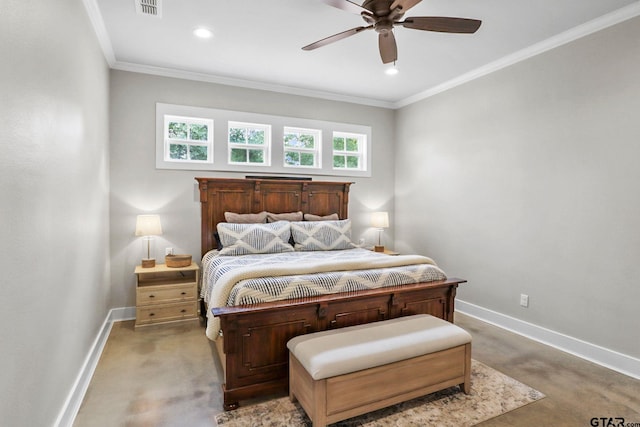 22302 County Road 422, Lindale, TX 75771 - bedroom with crown molding, recessed lighting, and a ceiling fan