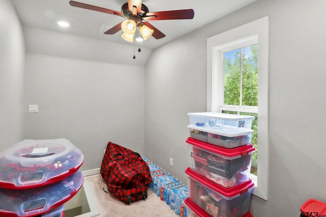 22302 County Road 422, Lindale, TX 75771 - misc room featuring ceiling fan, recessed lighting, and lofted ceiling