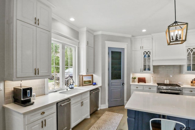 22302 County Road 422, Lindale, TX 75771 - kitchen with appliances with stainless steel finishes, tasteful backsplash, white cabinets, light countertops, and recessed lighting