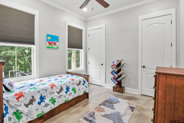 22302 County Road 422, Lindale, TX 75771 - bedroom with crown molding, ceiling fan, and recessed lighting