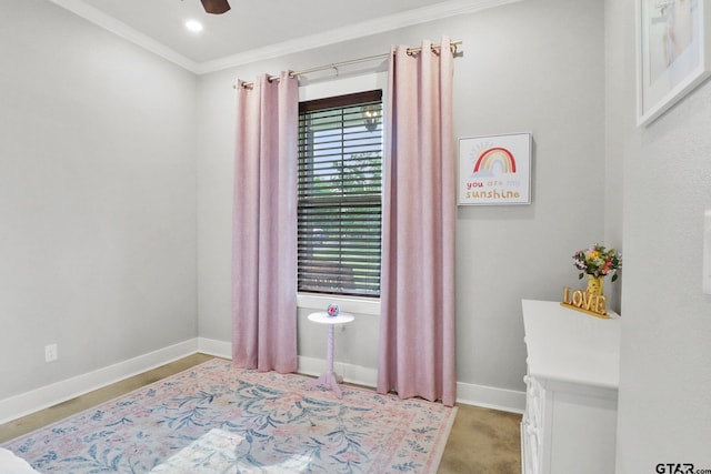 22302 County Road 422, Lindale, TX 75771 - bedroom with ornamental molding and a ceiling fan