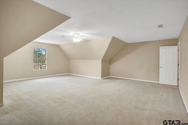 5405 Ashbury Ct, Tyler, TX 75703 - bonus room with carpet flooring, vaulted ceiling, and ceiling fan