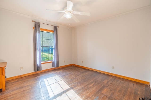 5646 Fm 346, Tyler, TX 75703 - unfurnished room with baseboards, crown molding, a ceiling fan, and wood finished floors