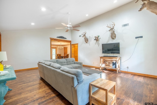 5646 Fm 346, Tyler, TX 75703 - living room featuring wood finished floors, ceiling fan, baseboards, and visible vents
