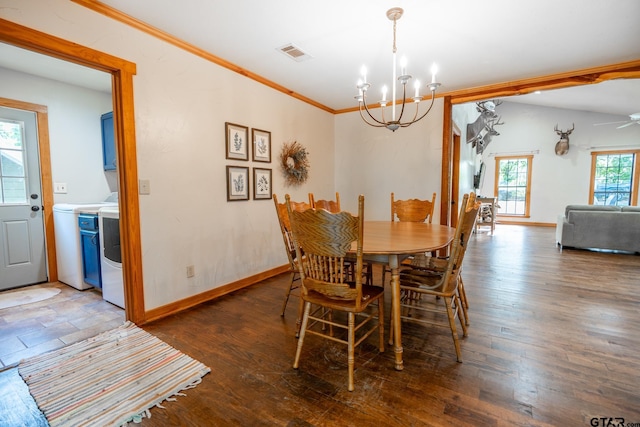 5646 Fm 346, Tyler, TX 75703 - dining room featuring visible vents, washer and clothes dryer, wood finished floors, and baseboards