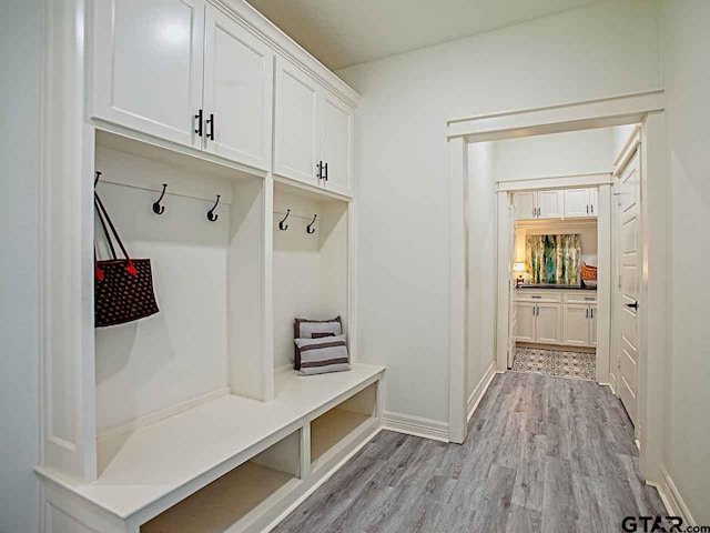 mudroom featuring light hardwood / wood-style flooring