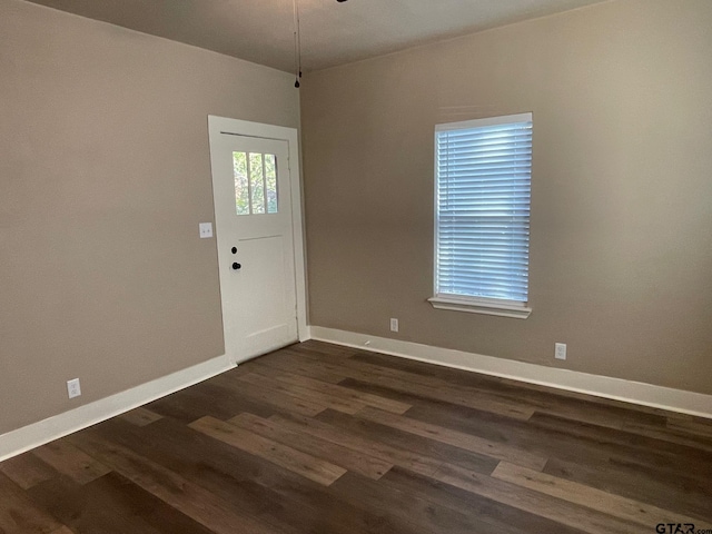 entryway with dark wood-type flooring