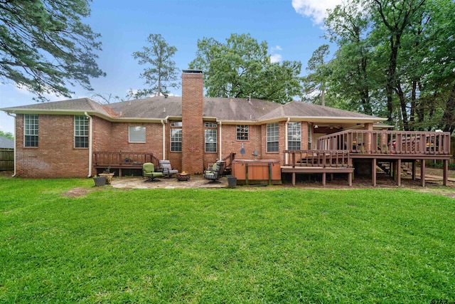 1408 Santa Fe Trl, Tyler, TX 75703 - rear view of property featuring a patio area, a deck, a chimney, and a yard