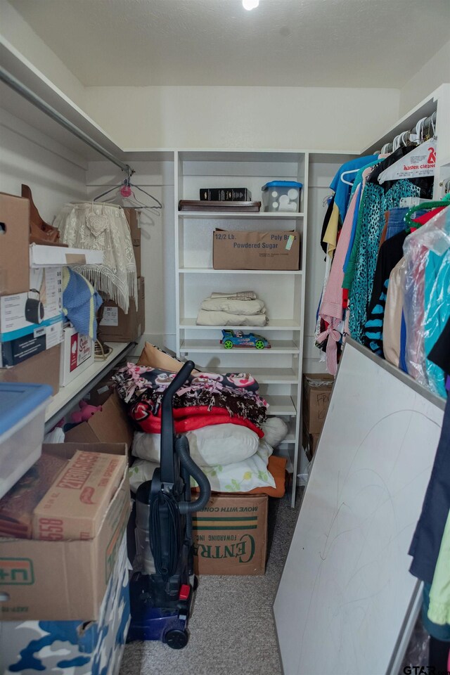 walk in closet featuring carpet