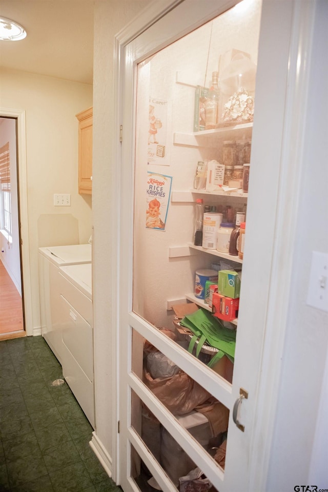 pantry with washing machine and dryer