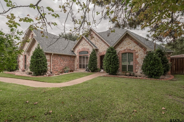 view of front facade featuring a front yard