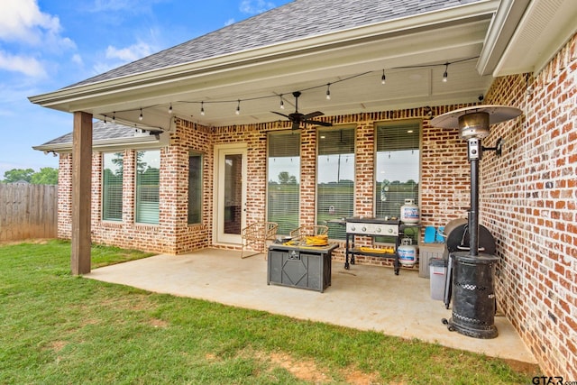 view of patio / terrace featuring ceiling fan