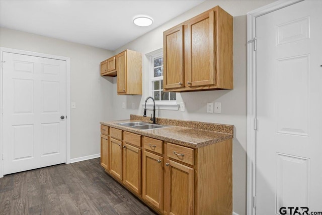 kitchen featuring sink and dark hardwood / wood-style floors