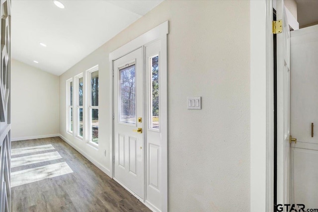 foyer featuring dark hardwood / wood-style floors