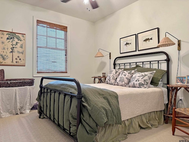 bedroom with carpet floors and ceiling fan